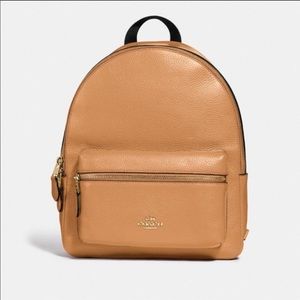 NWOT Coach Backpack in Camel Pebble Leather